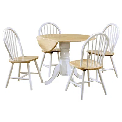 Coaster Co. Of America Allison 5-piece Round Drop Leaf Dining Table Set White