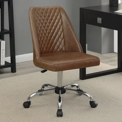Coaster Co. Of America Althea Upholstered Tufted Back Office Chair Brown And Chrome