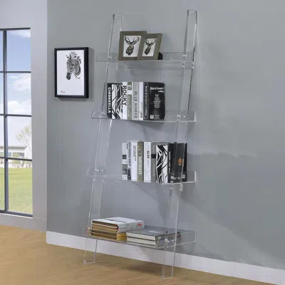 Coaster Co. Of America Amaturo 4-shelf Ladder Bookcase Clear In Transparent