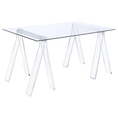 Coaster Co. Of America Amaturo Writing Desk With Glass Top Clear In Transparent