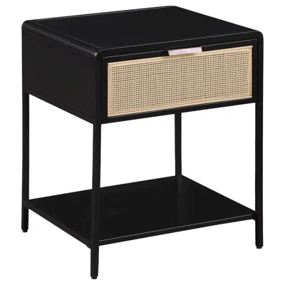 Coaster Co. Of America Amherst 1-drawer Radio Weave Cane Metal Bedside Table Black