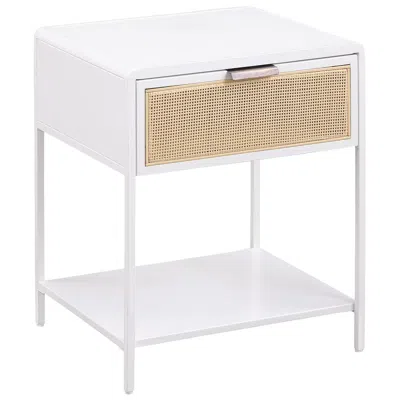 Coaster Co. Of America Amherst 1-drawer Radio Weave Cane Metal Bedside Table White