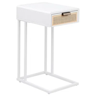 Coaster Co. Of America Amherst 1-drawer Radio Weave Cane Metal Side Table White