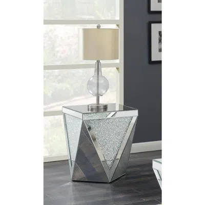 Coaster Co. Of America Amore Square End Table With Triangle Detailing Silver And Clear Mirror