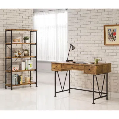 Coaster Co. Of America Analiese 2-piece 3-drawer Writing Desk Set Antique Nutmeg And Black In Blue