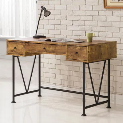 Coaster Co. Of America Analiese 3-drawer Writing Desk Antique Nutmeg And Black
