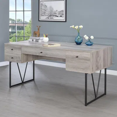 Coaster Co. Of America Analiese 4-drawer Writing Desk Grey Driftwood In Gray