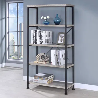 Coaster Co. Of America Analiese 4-shelf Bookcase Grey Driftwood In Black