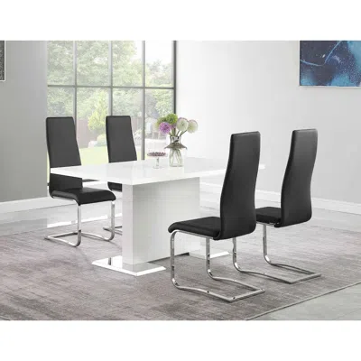 Coaster Co. Of America Anges 5-piece Dining Table Set White High Gloss And Black