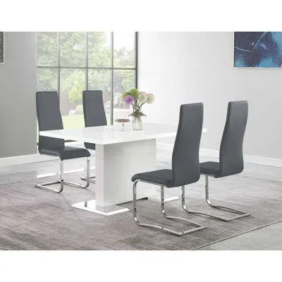 Coaster Co. Of America Anges 5-piece Dining Table Set White High Gloss And Grey