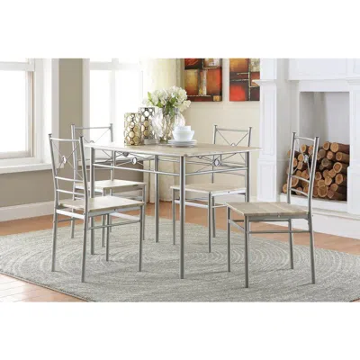 Coaster Co. Of America Anna Fontana 5-piece Rectangular Dining Set Brushed Silver