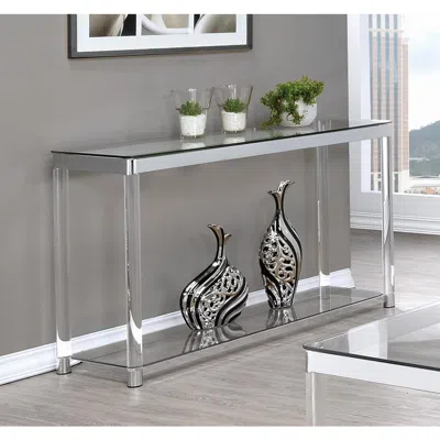 Coaster Co. Of America Anne Sofa Table With Lower Shelf Chrome And Clear In Transparent