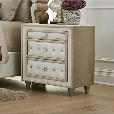 Coaster Co. Of America Antonella 3-drawer Upholstered Nightstand Ivory And Camel