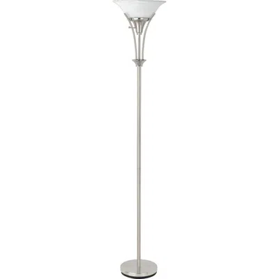 Coaster Co. Of America Archie Floor Lamp With Frosted Ribbed Shade Brushed Steel In White
