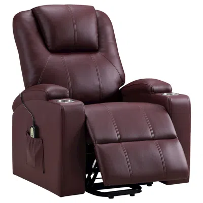Coaster Co. Of America Armstrong Upholstered Power Lift Massage Recliner Wine Red