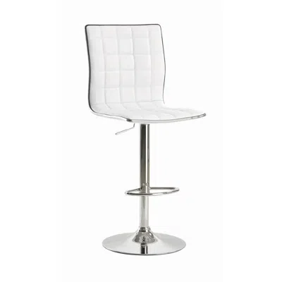 Coaster Co. Of America Ashbury Upholstered Adjustable Bar Stools White And Chrome (set Of 2) In Metallic