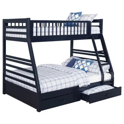 Coaster Co. Of America Ashton 2-drawer Wood Twin Over Full Bunk Bed Navy Blue