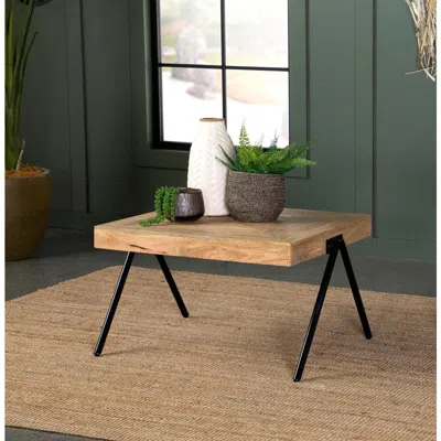 Coaster Co. Of America Avery Rectangular Coffee Table With Metal Legs Natural And Black In Multi