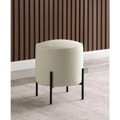 Coaster Co. Of America Basye Round Upholstered Ottoman Beige And Matte Black In Blue