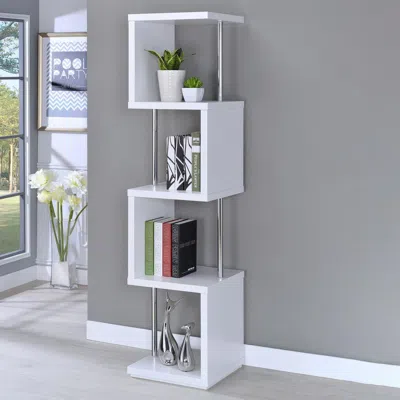 Coaster Co. Of America Baxter 4-shelf Bookcase White And Chrome In Brown