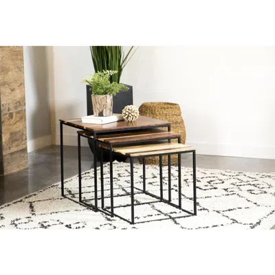 Coaster Co. Of America Belcourt 3-piece Square Nesting Tables Natural And Black In Brown