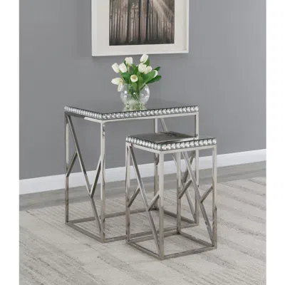 Coaster Co. Of America Betsy 2-piece Mirror Top Nesting Tables Silver In Gray
