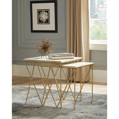 Coaster Co. Of America Bette 2-piece Nesting Table Set White And Gold