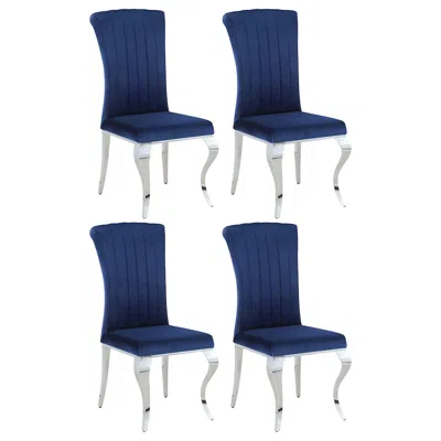Coaster Co. Of America Betty Velvet Upholstered Dining Chair Ink Blue (set Of 4)