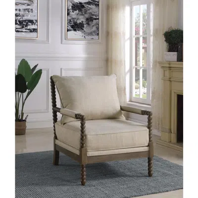 Coaster Co. Of America Blanchett Cushion Back Accent Chair Beige And Natural In Neutral