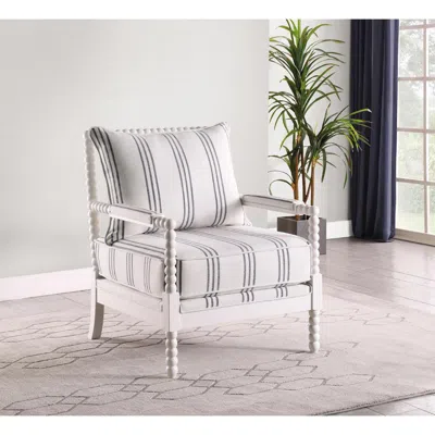 Coaster Co. Of America Blanchett Upholstered Accent Chair With Spindle Accent White And Navy