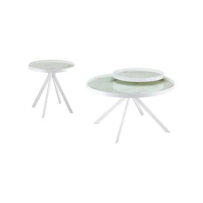 Coaster Co. Of America Briggs 2-piece Round Coffee And End Table Set White In Green