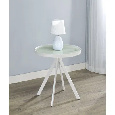 Coaster Co. Of America Briggs Round Marble Printed Glass Top End Side Table White