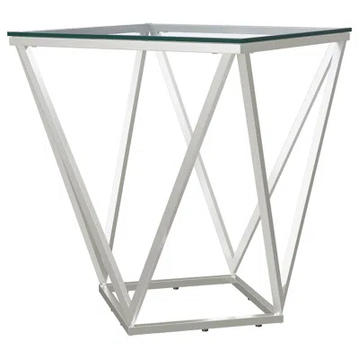 Coaster Co. Of America Brittania Square Glass Top Geometric End Table Nickel