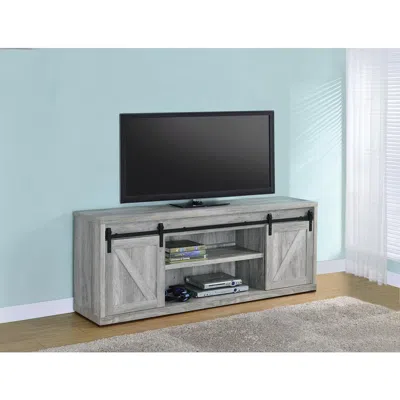 Coaster Co. Of America Brockton 71-inch 3-shelf Sliding Doors Tv Console Grey Driftwood