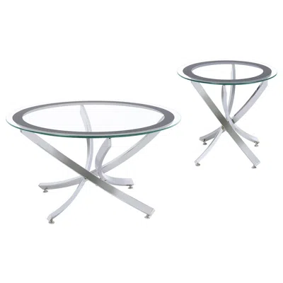 Coaster Co. Of America Brooke 2-piece Round Glass Top Coffee Table Set Chrome