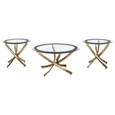 Coaster Co. Of America Brooke 3-piece Round Coffee And End Table Set Rose Brass