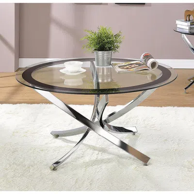 Coaster Co. Of America Brooke Glass Top Coffee Table Chrome And Black In Gray