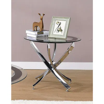 Coaster Co. Of America Brooke Glass Top End Table Chrome And Black In Gray