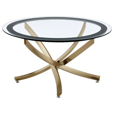 Coaster Co. Of America Brooke Round Glass Top Coffee Table Metal Base Brass