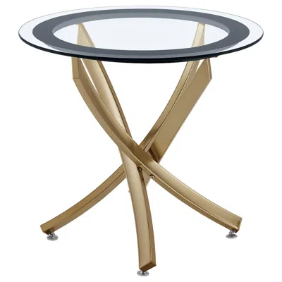 Coaster Co. Of America Brooke Round Glass Top Side End Table Metal Base Brass