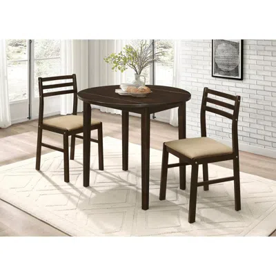 Coaster Co. Of America Bucknell 3-piece Dining Set With Drop Leaf Cappuccino And Tan In Brown