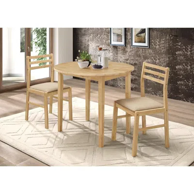 Coaster Co. Of America Bucknell 3-piece Dining Set With Drop Leaf Natural And Tan In Brown