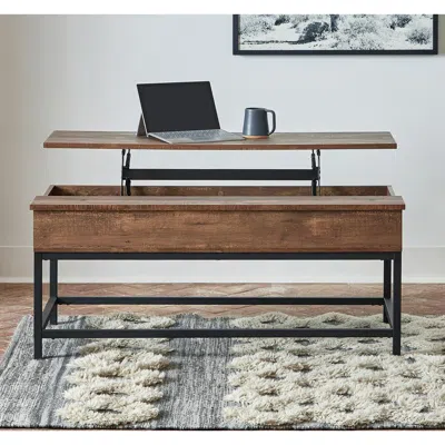 Coaster Co. Of America Byers Black Coffee Table With Hidden Storage Brown Oak And Sandy Black