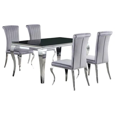 Coaster Co. Of America Carone 5-piece 61" Rectangular Black Glass Dining Set Grey