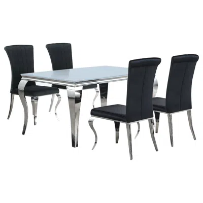 Coaster Co. Of America Carone 5-piece 61" Rectangular White Glass Dining Set Black