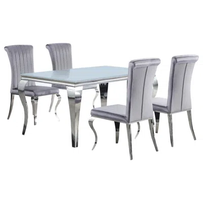 Coaster Co. Of America Carone 5-piece 61" Rectangular White Glass Dining Set Grey
