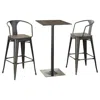 Coaster Co. Of America Cavalier 3-piece Square Bar Table Set Dark Elm And Black