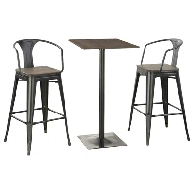 Coaster Co. Of America Cavalier 3-piece Square Bar Table Set Dark Elm And Black