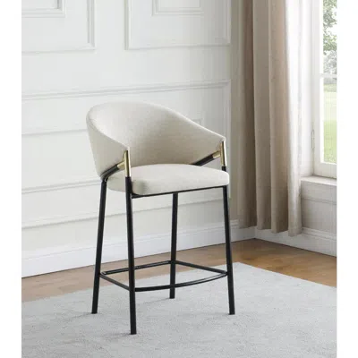 Coaster Co. Of America Chadwick Sloped Arm Counter Height Stools Beige And Glossy Black (set Of 2)