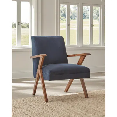 Coaster Co. Of America Cheryl Wooden Arms Accent Chair Dark Blue And Walnut